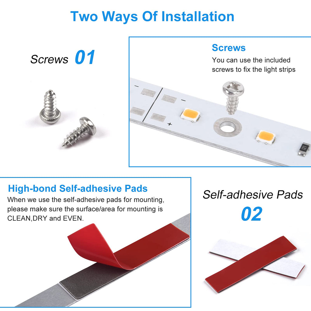 Under Cabinet LED Lighting Kit Cabinet Counters Shelf Closet. 6 PCS 12 Inches Light Strip with Adapter Switch Dimmer