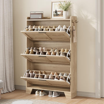 Shoe Cabinet Storage, Narrow Shoe Cabinet, Oak