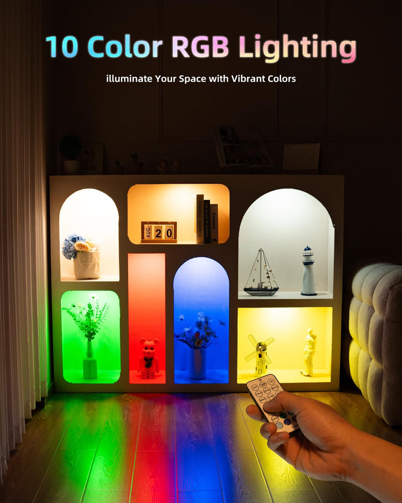 Puck Lights with Remote, 2000mAh Battery Operated Rechargeable Under Cabinet Lighting, 3 Color Temps & 7 RGB Colors
