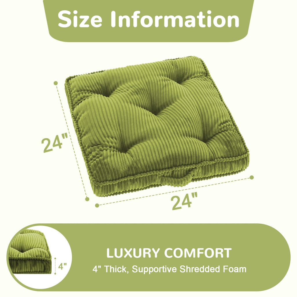 Meditation Floor Cushion, 24x24 Tufted Floor Pillow for Adults