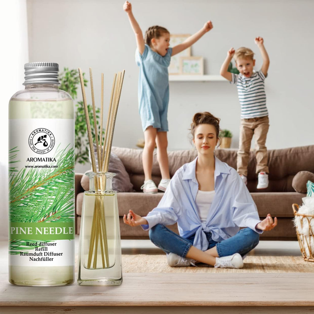 Pine Diffuser Refill 6.8 Fl Oz - Fresh & Long Lasting Fragrance - Scented Reed Diffuser - Diffuser Oil Refill - Set of 68
