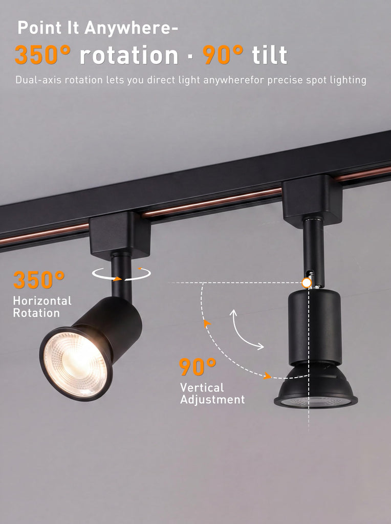 12 Pack] H Type Track Lighting Heads to Gu10 Base Socket Light Direction Adjustable,Black