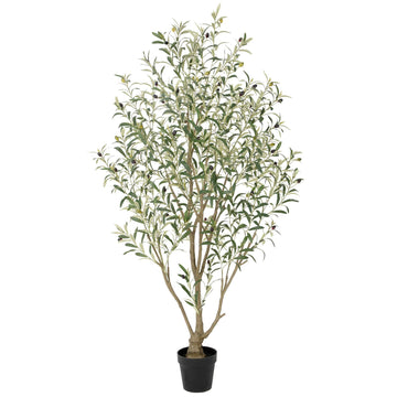 Super Full Faux Olive Tree, 6FT Artificial Olive Tree Indoor, Fake Silk Trees with Realistic Leaves and Lifelike