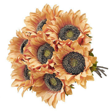 Vintage Sunflowers Artificial Flowers Silk with Stem Fall Sunflower Decorations Wedding Party Birthday Bulk Dark
