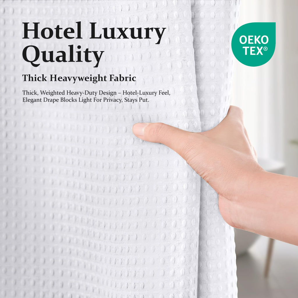 Extra Long Waffle Shower Curtain 256 GSM Fabric 72x96 White