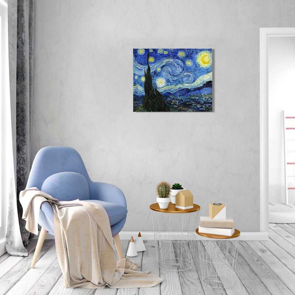Van Gogh Canvas Wall Art: Starry Night Landscape Painting Picture Reproduction Room Decor - Famous Art Prints Large