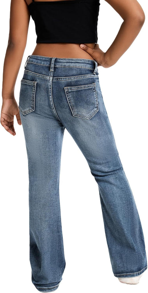 Girls Flare Jeans Bell Bottom Denim Pants for Girls Soft Stretch High Waist Kids Jeans Casual School Everyday