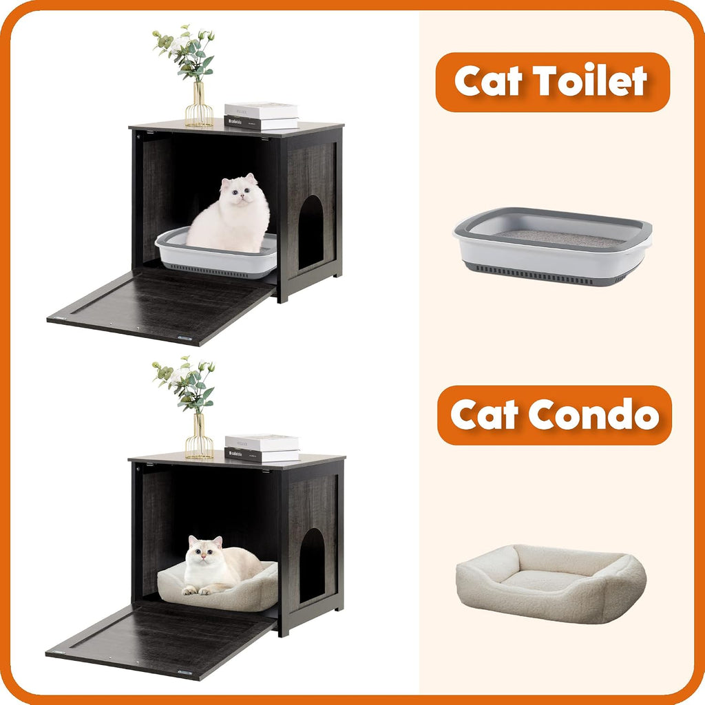 Cat Litter Box Enclosure, Hidden Litter Box Furniture, 23.6 Inches