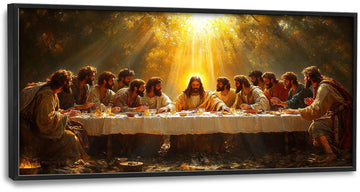 Large The Last Supper Wall Art, Christian Canvas Oversized Wall Decor, Jesus Aesthetics Framed Pictures Painting