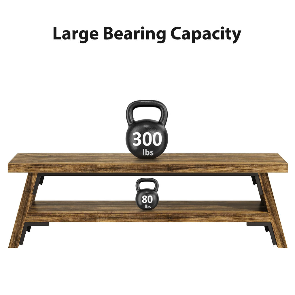 47 in Long Entryway Bench with Shoe Storage, Rustic Brown