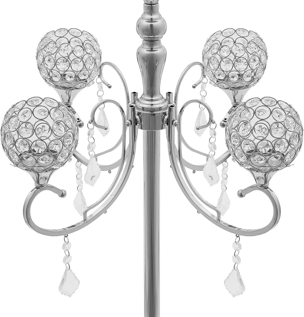 2 Pack 5-Arm Crystal Candelabra Candle Holder 33.8 Inches Tall Floor Candle Holder Candelabras Centerpieces for Table