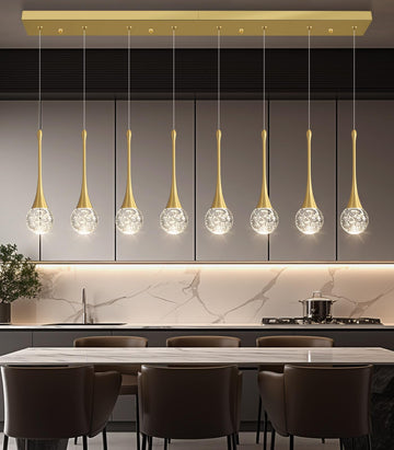 8 Light Modern Glam Crystal Rectangular Chandelier for High Ceiling LED Dimmable Ceiling Pendant Light Kitchen Island