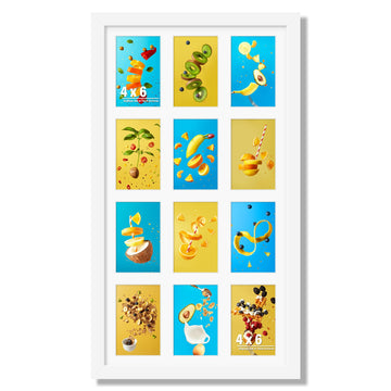 14x26 Collage Frame For 12 4x6 Photos White