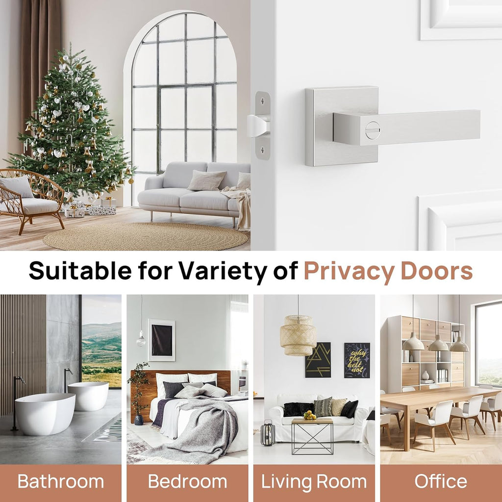 2 Pack Door Locks, Keyless Interior Door Knobs with Lock, Heavy Duty Zinc Alloy Door Handles, Privacy Door Locks
