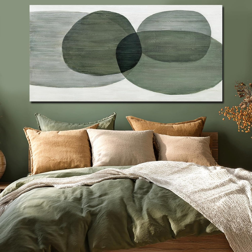 Minimalist Abstract Wall Art Green and White Geometric Gradient Canvas Wall Decor Bedroom Nordic Style Mural 29x58