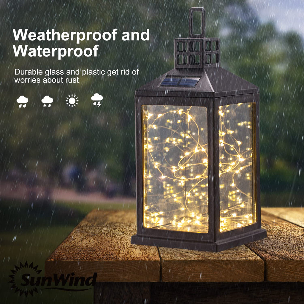 Lantern Lights Outdoor Waterproof Solar Table Lamp Hanging Lighting with 40 Warm White LEDs for Garden Patio