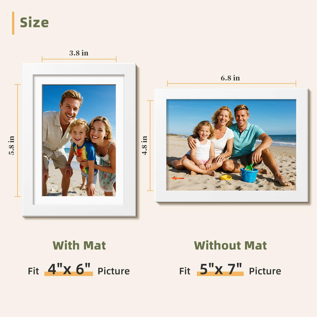 5x7 Picture Frames Set of 10, Wall or Tabletop Display, White