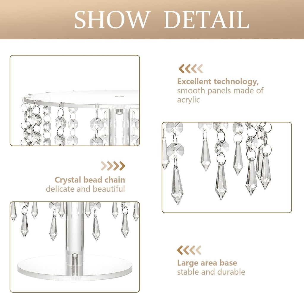 Cake Stands for Party, Clear Acrylic Cake Stand for Dessert Table, 12.2in Round Crystal Cake and Cupcake Stand - Set of 3