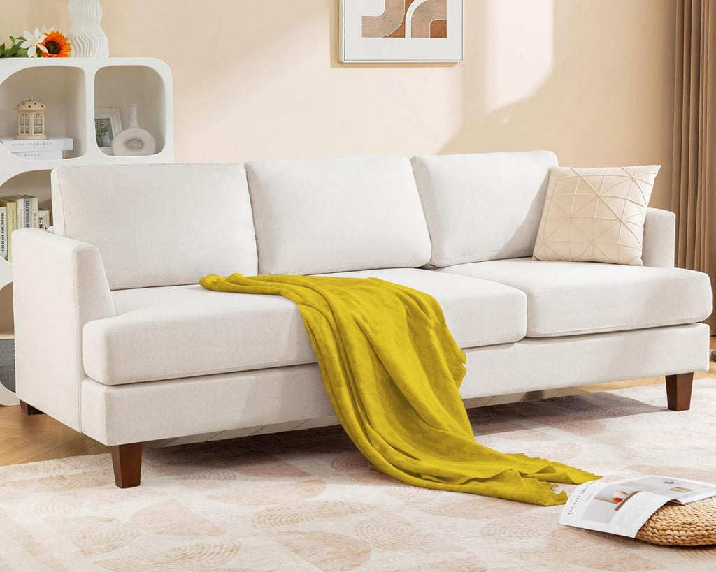 3 Seater Sofa Couch with Deep Seats, 89" Mid Century Modern Upholstered Sofa with Armrests