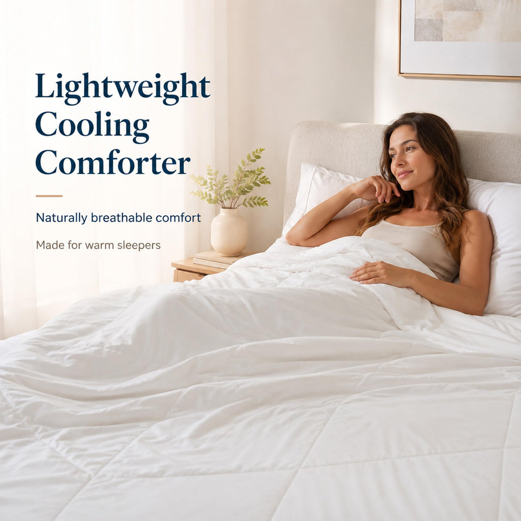Lightweight Cooling Comforter, 100% Viscose from Bamboo Shell and Fill, Breathable Duvet Insert with Gentle Weight