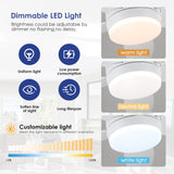 48 Inch Ceiling Fan with Light, White Flush Mount Ceiling Fan with Remote and APP Control, Dimmable and 6 Wind Speed, Modern Low Profile Fan Light for Bedroom, Covered Outdoor A101-B0DC6DDD5N