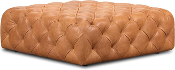Turin Ottoman in Full-Grain Pure-Aniline Dyed Italian Tanned Leather in Cognac Tan