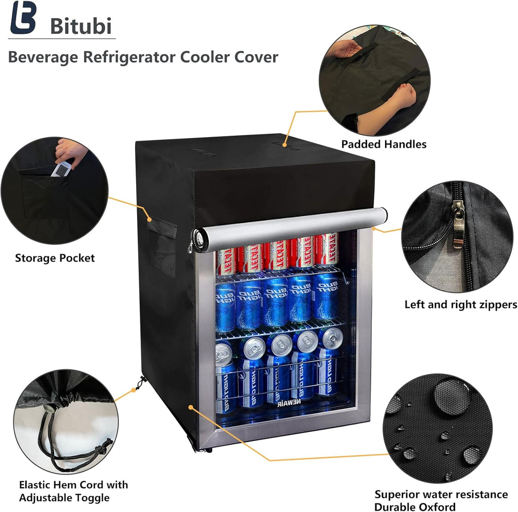 Upright Freezers Cover,Outdoor Beverage Refrigerator Cover, - Waterproof, Dustproof, Sun-Proof, 20" W x 20" D x 33" H.
