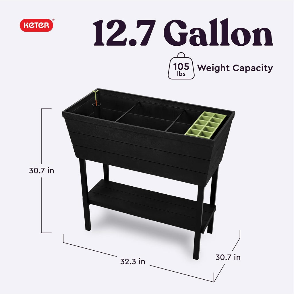 Urban Bloomer 12.7 Gallon Raised Garden Bed and Outdoor Herb Garden Planter with Self Watering Gauge and Drainage