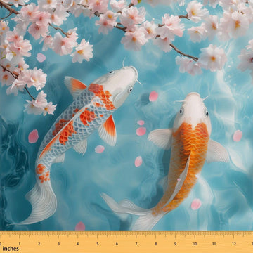 Japanese Style Koi Carp Fabric by The Yard Soft 3 Yards