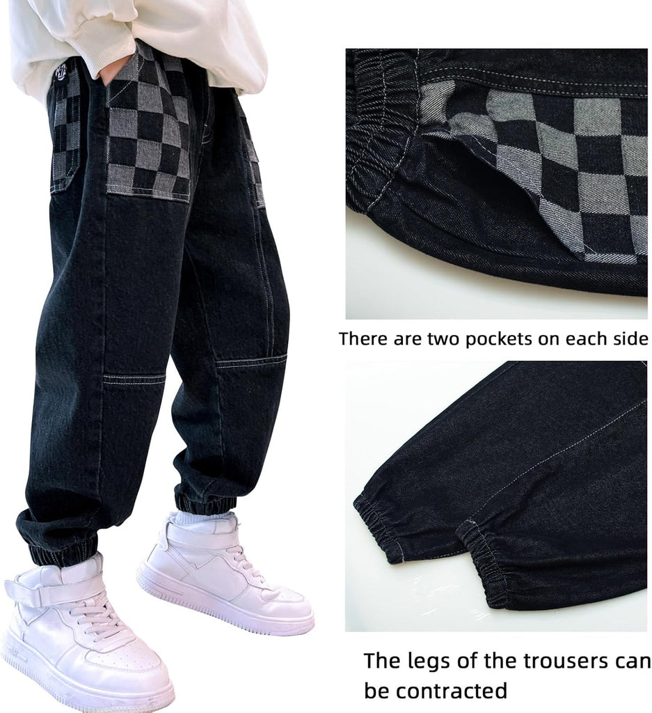 Boys Elastic Waist Jeans Stretch Fashion Denim Pants