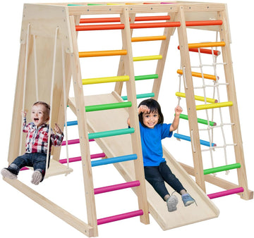In-1 Jungle Gym Playset, Wooden Montessori Climber Kids