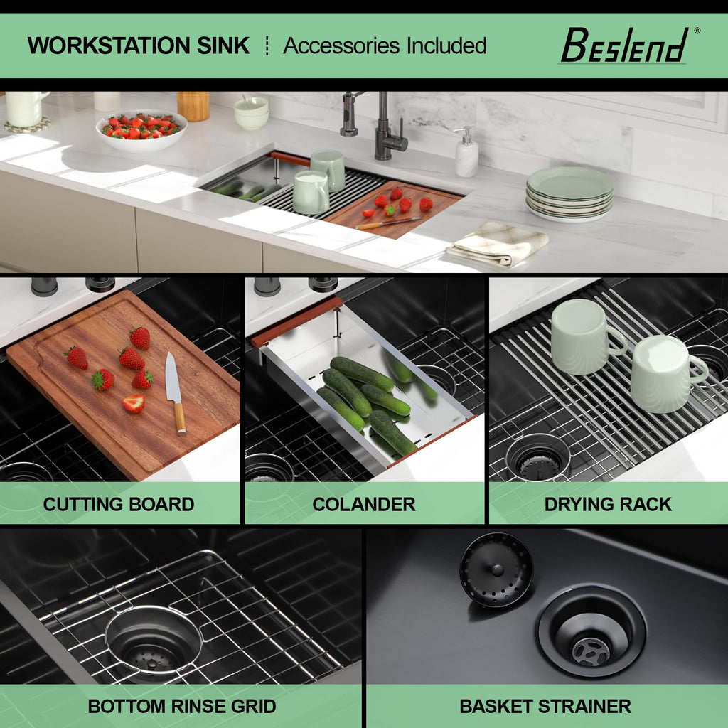 30 Gunmetal Black Undermount Kitchen Sink Double Bowl