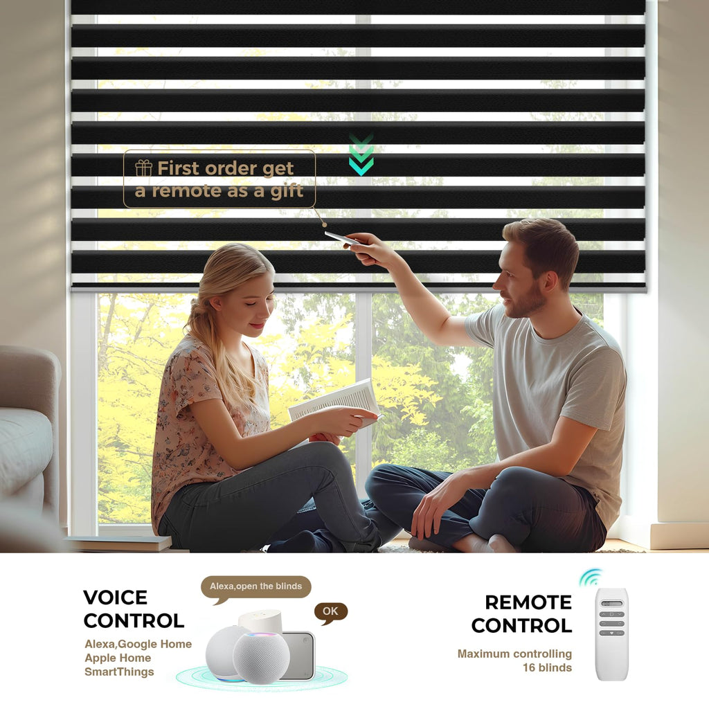Motorized Zebra Blinds with Remote, Smart Custom Shades