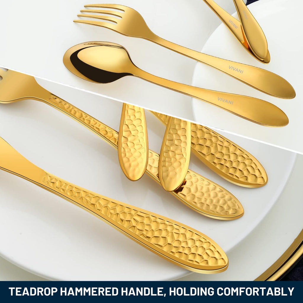 Gold Silverware Set, 18/0 Stainless Steel Flatware for 8
