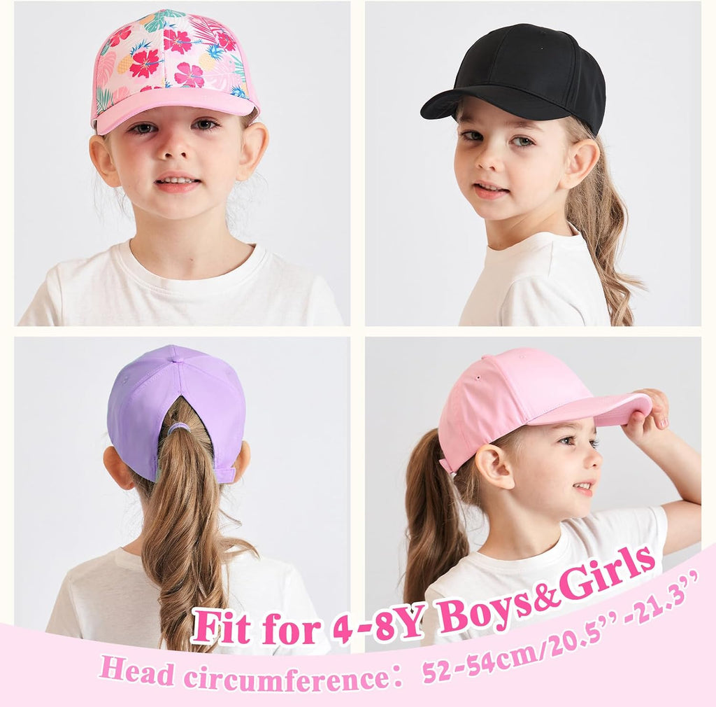 Girls Glitter Baseball Cap Kids Adjustable Ponytail Hat Toddler Summer Mesh Trucker Hats
