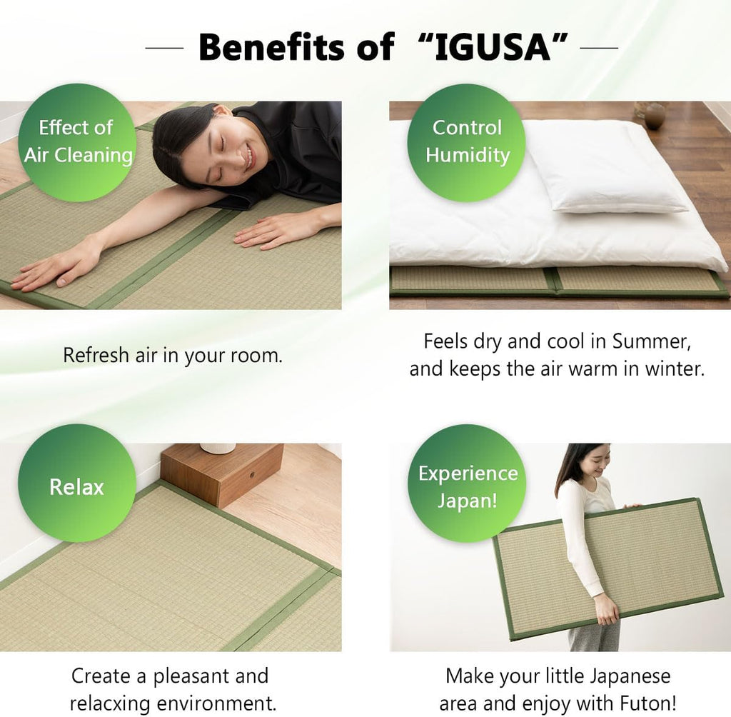 Japanese Tatami Mat Natural Rush Grass (Undyed), Foldable Igusa Mattress Floor Sleeping Japanese Futon Mattress