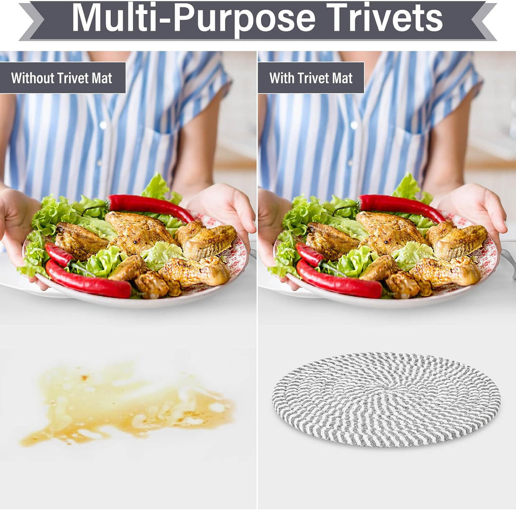 10" Trivets for Hot Dishes, Hot pots and Pans, Heat Resistant Pot Holders, Hot Pads for Countertops - Set of 4