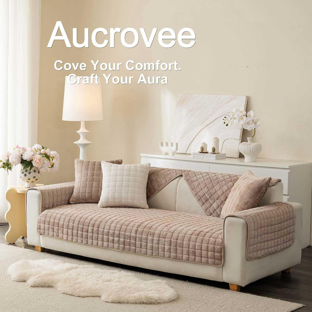 Velvet Washable Couch Cover, Nonslip Sofa Cover for Dogs.