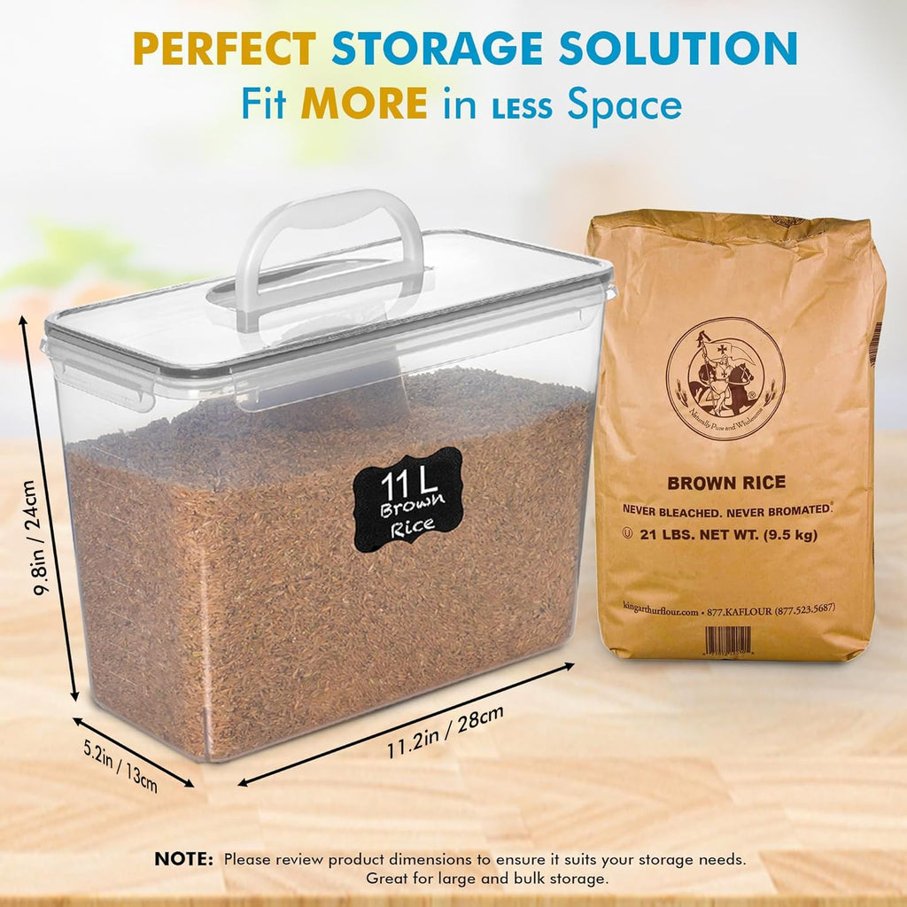 2 PC (11L | 372 oz) Flour Sugar Storage Containers with Easy Carry Handle - Plastic Extra Large Food Storage