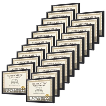 8.5 by 11 Picture Frames 22 Pack, Certificate Frame, Black