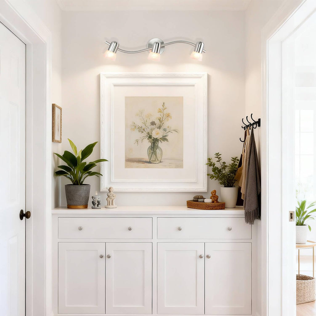 3 Light Curved Track Lighting Brushed Nickel