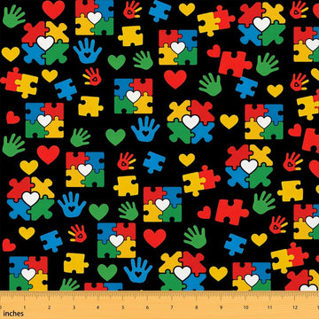 Hand Palm Fabric by The Yard, Autism Series Pattern Soft Polyester No Stretch Geometric Jigsaw Puzzle Lightweight