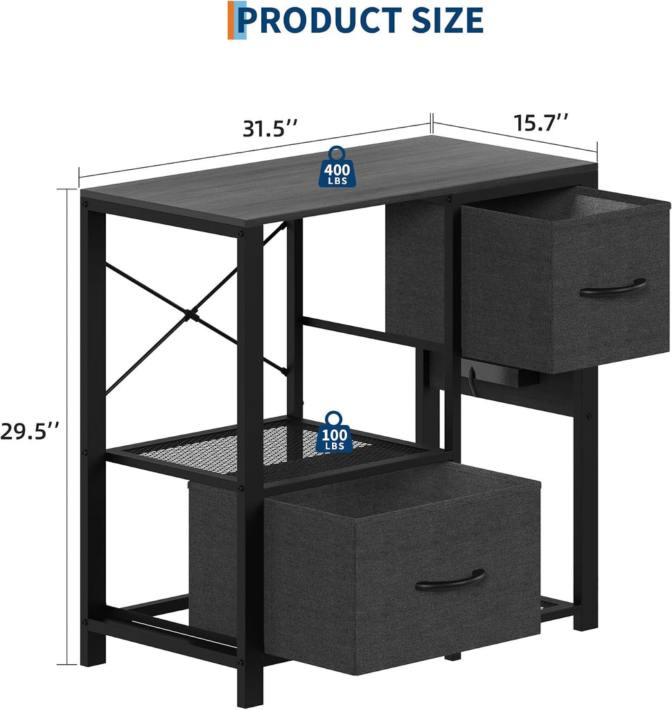 20-29 Gallon Fish Tank Stand with Power Outlets, Heavy Duty Metal and Wood Aquarium Stand with 2 Drawer and Sturdy