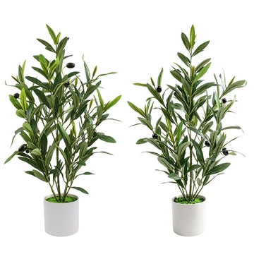 Table Artificial Olive Tree in Pot, 22" Table Small Fake Potted Greenery Faux Olive Tree Plants Living Room Bedroom