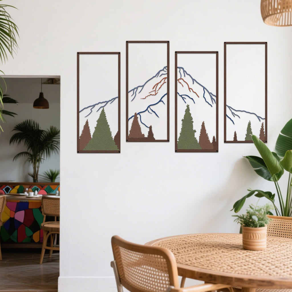 4 Pcs Metal Mountain Forest Wall Decor Landscape Mountain Wall Art