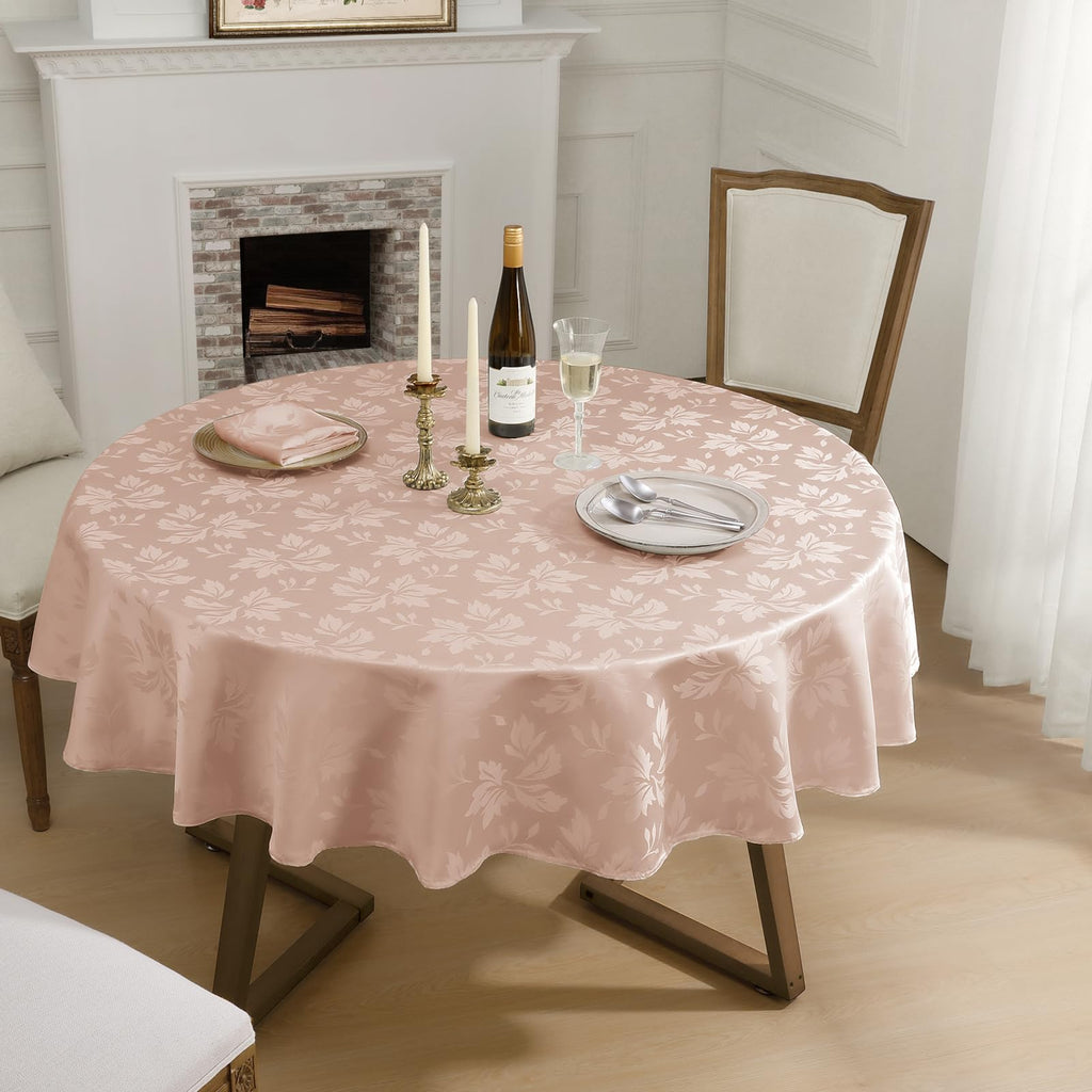 Jacquard Round Tablecloth 70 Inch, Pink