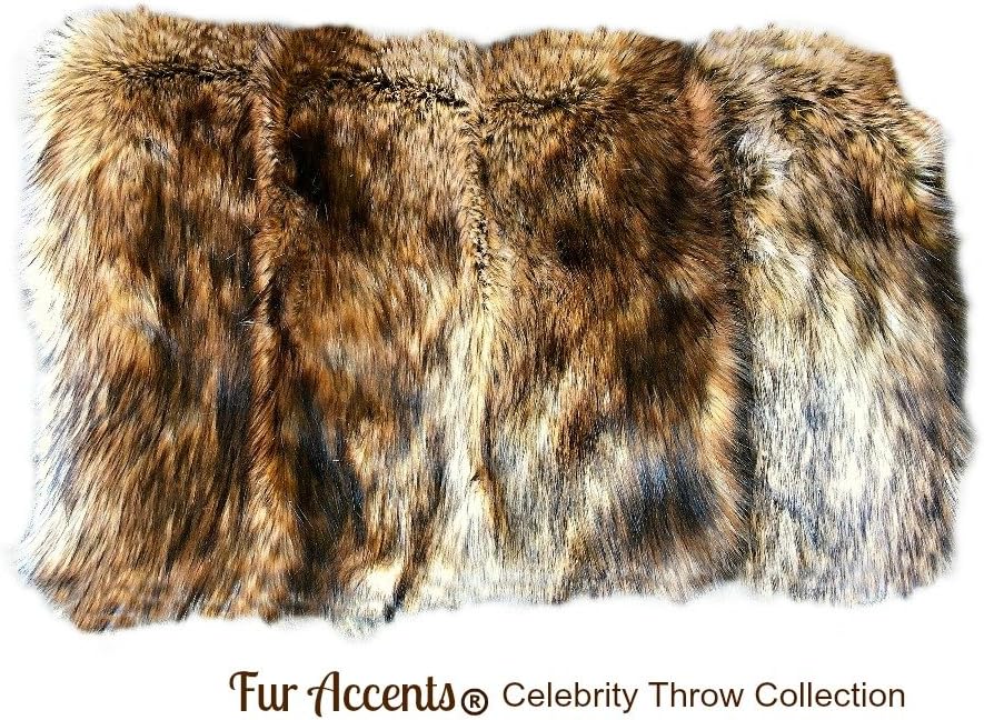 Plush Throw - Luxurious Pieced Fur Blanket - Golden Brown Wolf - Premium Quality Faux Fur - Designer Throw Blanket