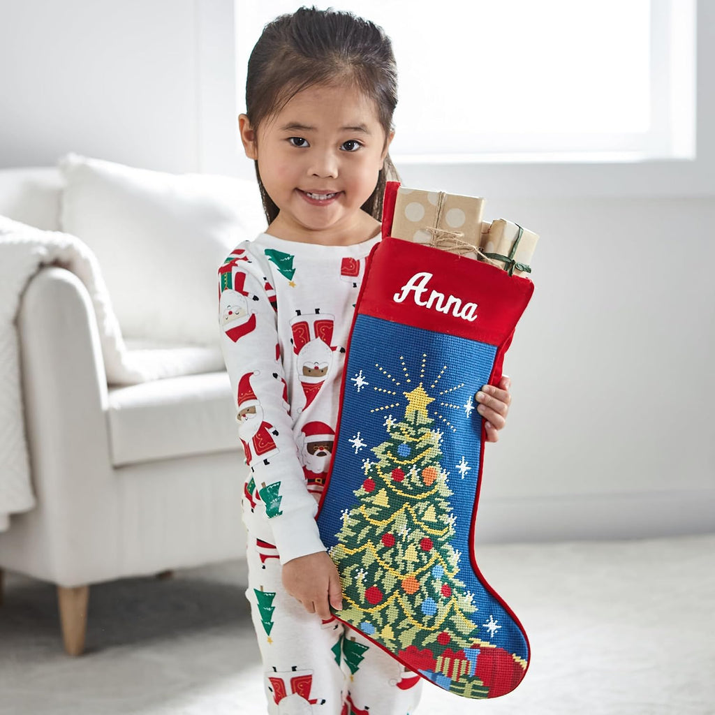 Personalized Needlepoint - Embroidered Family Stockings - Old-Fashioned Christmas Décor - Mantel Décor - 8"x17"