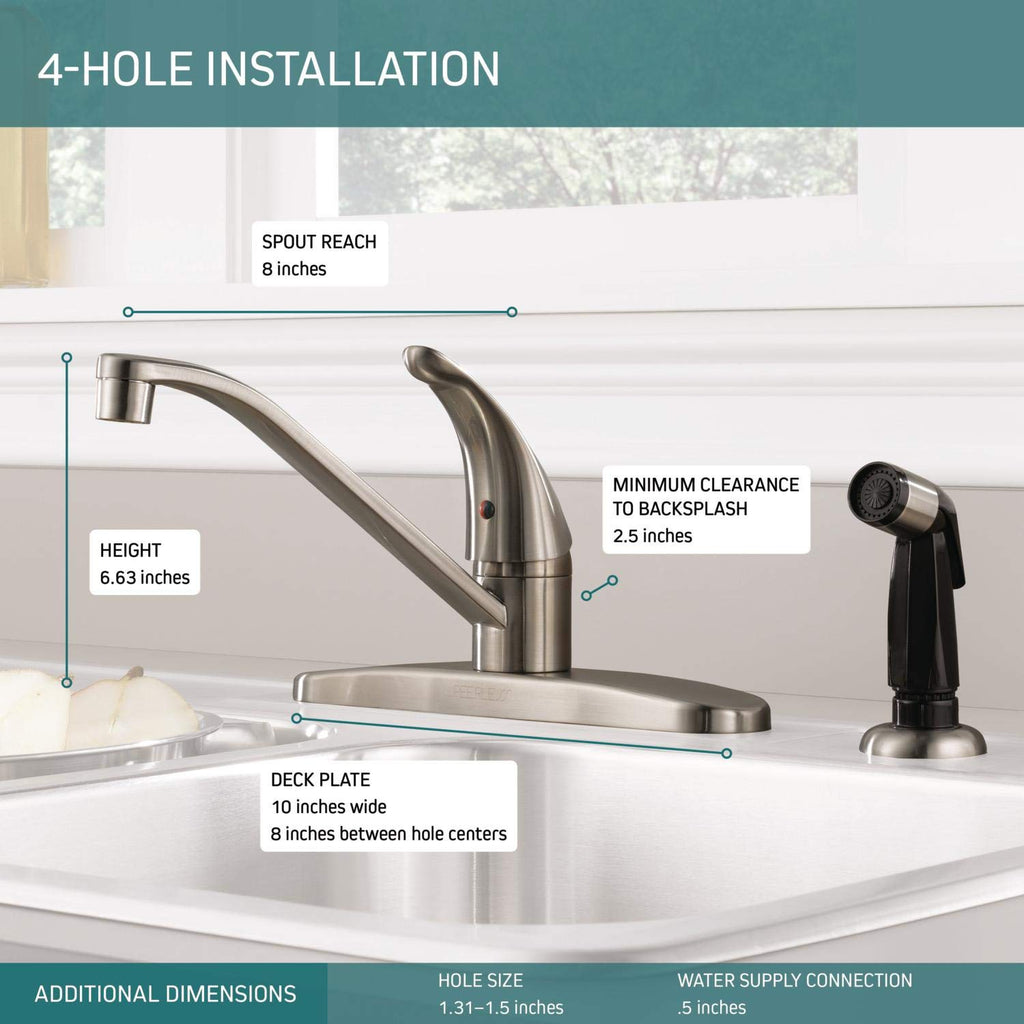 Single-Handle Faucet with Side Sprayer, Stainless