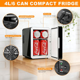 Mini Fridge, Mini Compact Refrigerator with Gaming Light, 4 Liter/6 Cans Small Refrigerator with Mirror Door, AC/DC